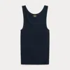 Double Rl Stretch Cotton Ribbed Tank In Indigo
