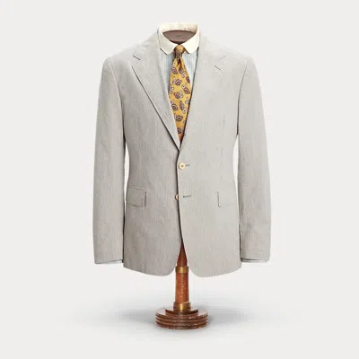 Double Rl Striped Cotton Suit Jacket In Blue Multi