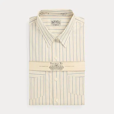 Double Rl Striped Dobby Shirt In Cream/blue