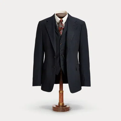 Double Rl Striped Herringbone Suit Jacket In Navy/white