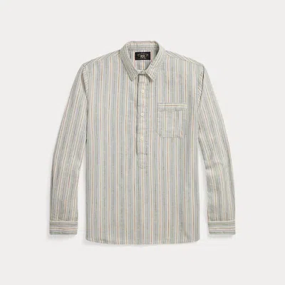Double Rl Striped Twill Popover Shirt In Periwinkle Multi