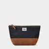 Double Rl Suede-trim Denim Pouch In Indigo