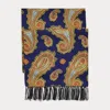 Double Rl Tasseled Paisley-print Scarf In Navy/multi