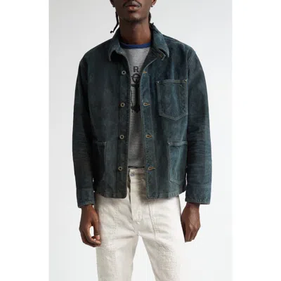 Double Rl Theodore Suede Jacket In Vintage Indigo
