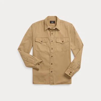 Double Rl Twill Workshirt In Faded Tan