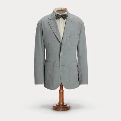 Double Rl Unconstructed Handwoven Sport Coat In Blue Check