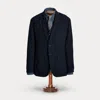 Double Rl Unconstructed Herringbone Sport Coat In Deep Navy