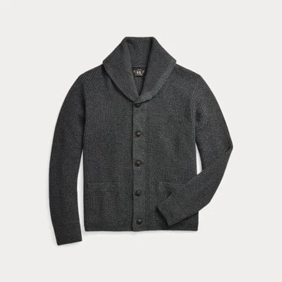Double Rl Waffle-knit Cashmere Cardigan In Dark Grey Heather
