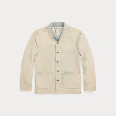 Double Rl Washed Indigo Selvedge Denim Overshirt In Faded Indigo