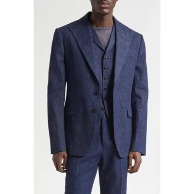 Double Rl Western Denim Tuxedo Jacket In Blue