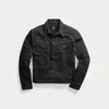 Double Rl Worn-in Black Denim Trucker Jacket In Worn In Black Wash