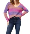 Double Take Chic Ribbed V-neck Pullover Sweater In Purple In Purple