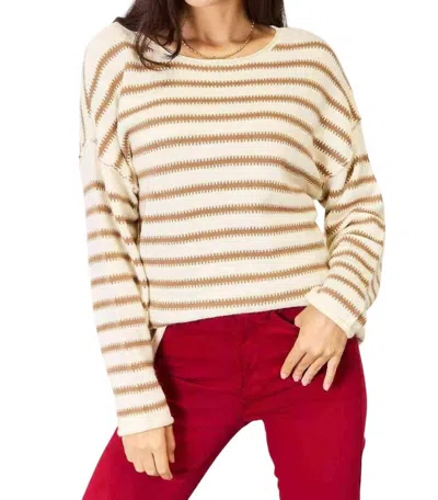 Double Take Chic Striped Boat Neck Sweater In Multi