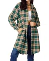 Double Take Effortlessly Elegant Plaid Collared Shirt In Green In Green