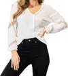 Double Take Elegant Lace V-neck Blouse In White In White