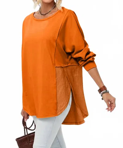 Double Take Full Size Long Sleeve High-low T-shirt In Tangerine