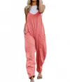 Double Take Full Size Sleeveless V-neck Pocketed Jumpsuit In Coral