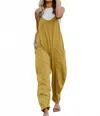 Double Take Full Size Sleeveless V-neck Pocketed Jumpsuit In Yellow