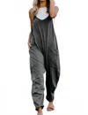 Double Take Full Size V-neck Sleeveless Jumpsuit With Pockets In Gray In Gray