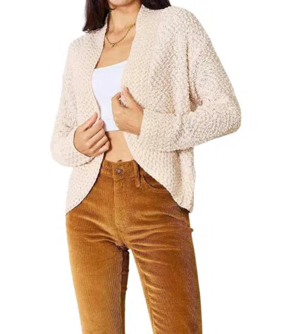 Double Take Luxurious Knit Open Front Cardigan In Cream In White