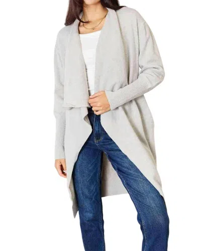 Double Take Luxurious Pocketed Duster Cardigan In Light Gray In Multi