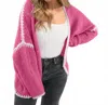 Double Take Open Front Cardigan In Hot Pink In Pink