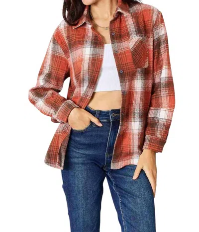 Double Take Plaid Button-up Shirt With Contemporary Flair In Ochre In Black