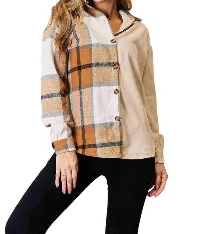 Double Take Plaid Print Dropped Shoulder Shirt In Multi