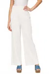 Double Take Women's Full Size Texture Smocked Waist Wide Leg Pants In White