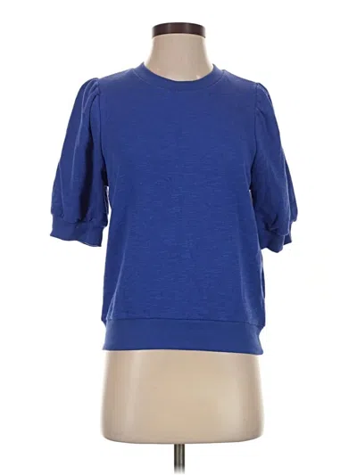 Pre-owned Double Zero 3/4 Sleeve Top Blue Crew Neck Tops