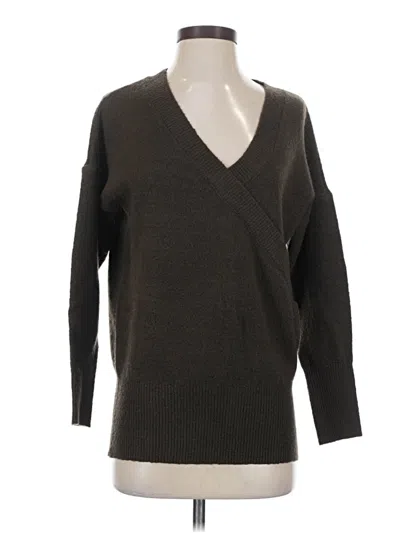 Pre-owned Double Zero 3/4 Sleeve Top Brown V-neck Tops