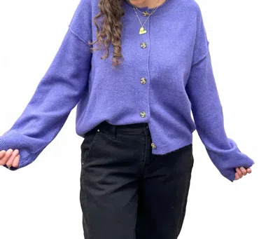 Double Zero Button Up Cardigan In Purple