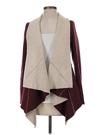 Pre-owned Double Zero Cardigan Sweater In Burgundy