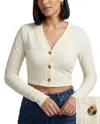 Double Zero Classic Crop Button Down Top In Beige In White