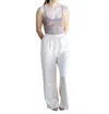 Double Zero Drawstring Waist Wide Leg Satin Pants In Alpaca In White