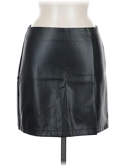 Pre-owned Double Zero Faux Leather Skirt In Black