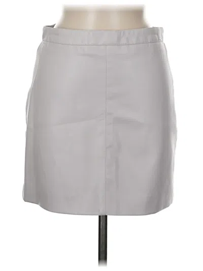 Pre-owned Double Zero Faux Leather Skirt In Gray