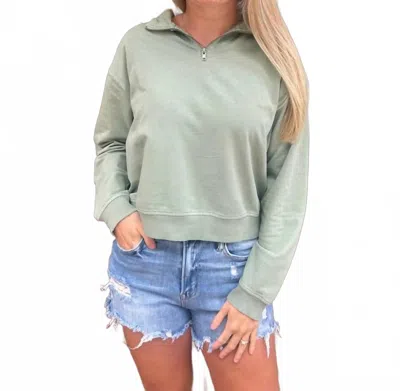 Double Zero Half 1/4 Zip Pullover In Sage In Green