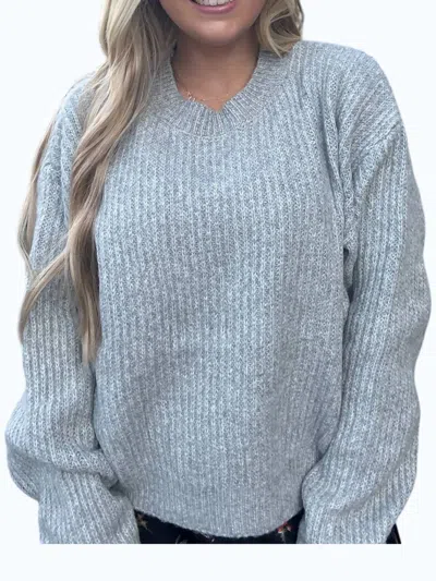 Double Zero Heather Sweater In Grey In Blue