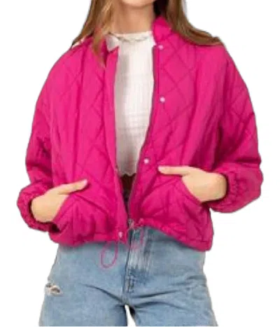 Double Zero Hyfve Hottest Pink Magenta Quilted Boxy Puffer Jacket