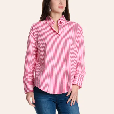 Double Zero Hyfve Women's Pink Stripe Print Long Sleeve Shirt