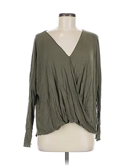 Pre-owned Double Zero Long Sleeve Blouse In Green