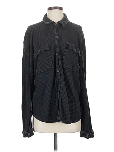 Pre-owned Double Zero Long Sleeve Button Down Shirt In Black