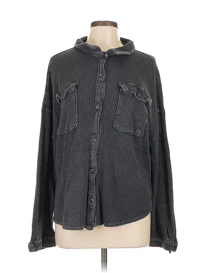 Pre-owned Double Zero Long Sleeve Button Down Shirt In Gray