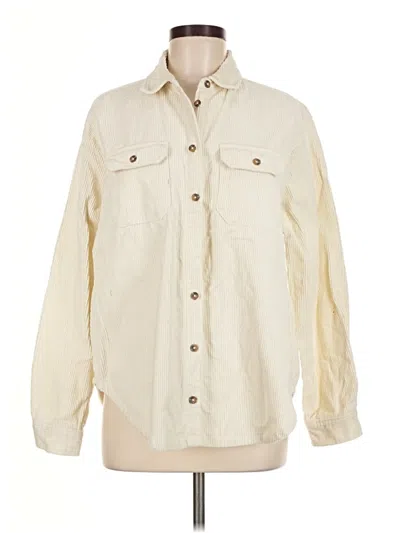 Pre-owned Double Zero Long Sleeve Button Down Shirt In Ivory