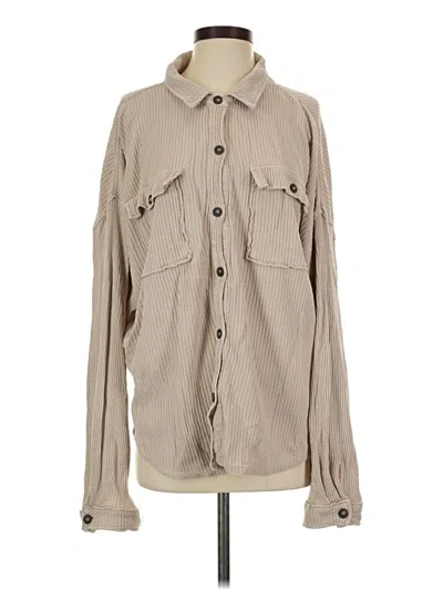 Pre-owned Double Zero Long Sleeve Button Down Shirt In Tan