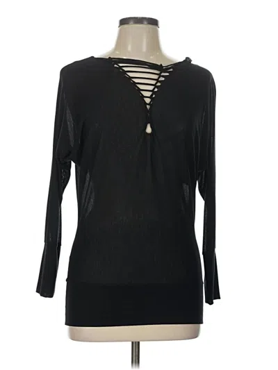 Pre-owned Double Zero Long Sleeve Top Black Keyhole Neckline Tops