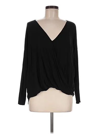 Pre-owned Double Zero Long Sleeve Top Black Plunge Neckline Tops