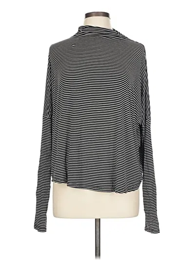 Pre-owned Double Zero Long Sleeve Top Black Stripes Pattern Turtleneck Tops