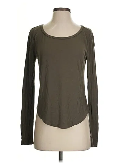 Pre-owned Double Zero Long Sleeve Top Gray Scoop Neck Tops